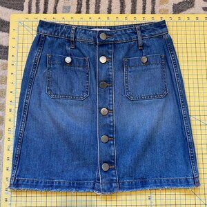 Loft denim mini skirt sz 2 button front